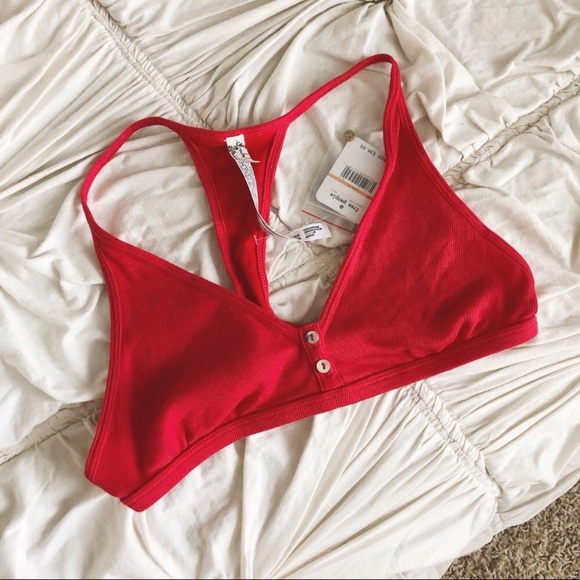 Free People Intimately FP Red Ribbed Bralette - Picture 1 of 8